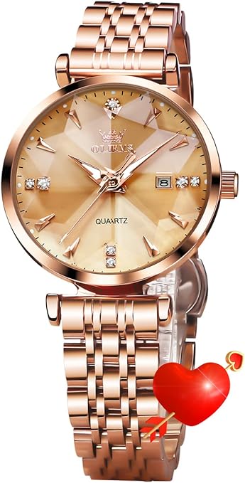 OLEVS 5536 Luxury Brand Diamond Quartz Women's Watch Fashion Elegant Rose Gold Waterproof Women's Watch Bracelet Set Reloj Mujer