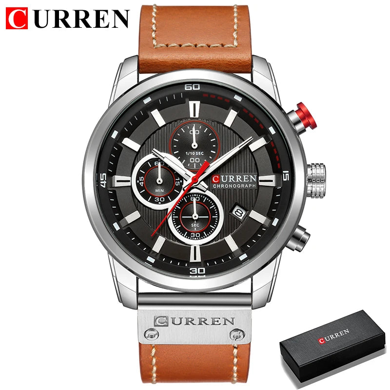 Relógio Curren pulseira couro em quartzo