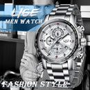 Relógio LIGE de luxo em aço inoxidável quartzo