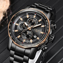 Relógio LIGE de luxo em aço inoxidável quartzo