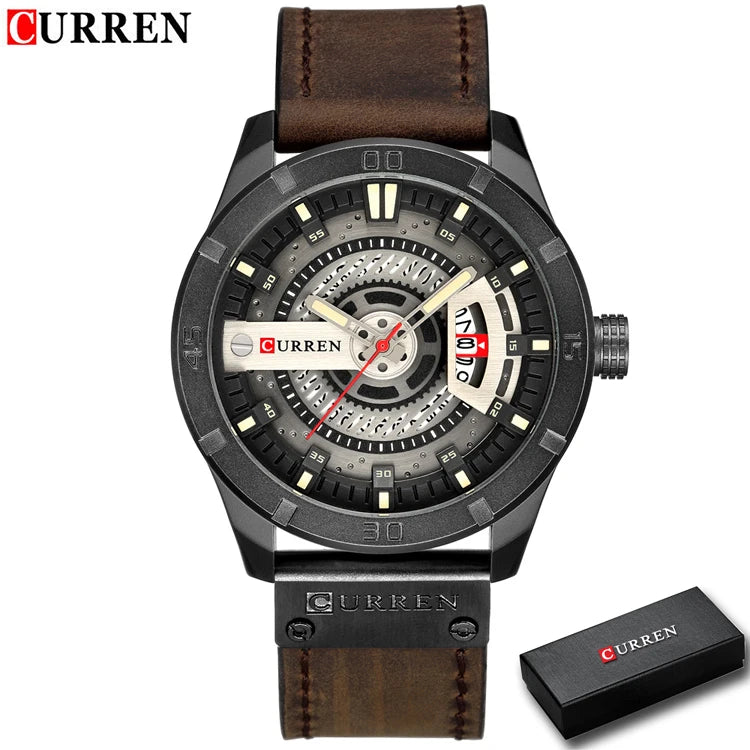 Relógio Curren marca de luxo de quartzo pulseira de couro