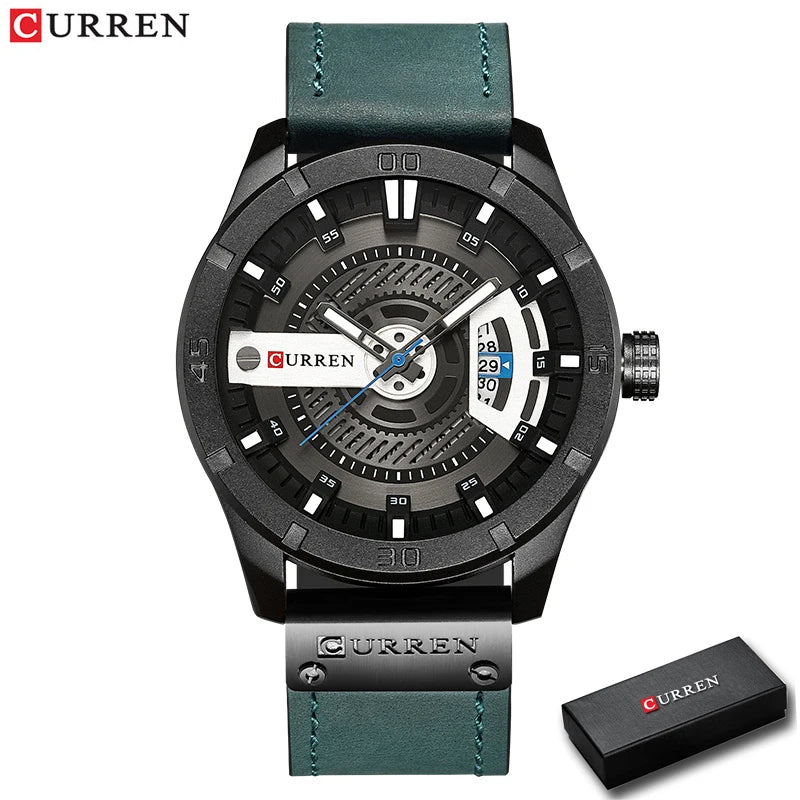 Relógio Curren marca de luxo de quartzo pulseira de couro