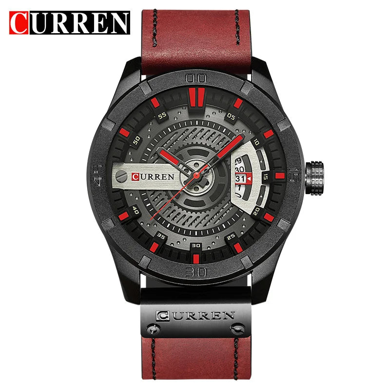 Relógio Curren marca de luxo de quartzo pulseira de couro