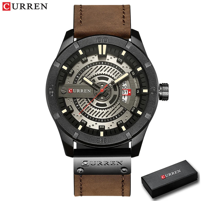 Relógio Curren marca de luxo de quartzo pulseira de couro