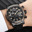 Relógio LIGE de luxo em aço inoxidável quartzo