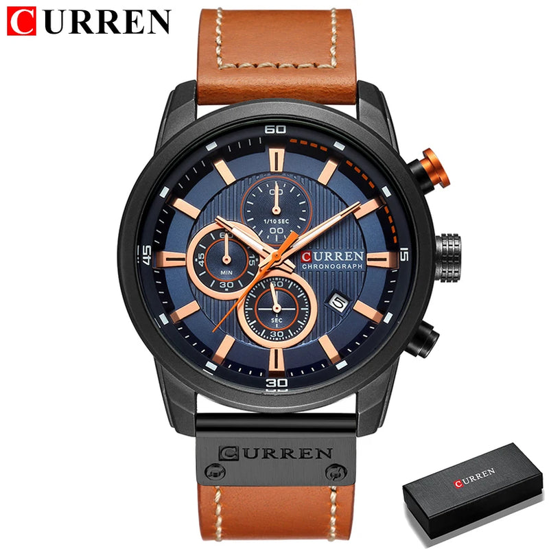 Relógio Curren pulseira couro em quartzo