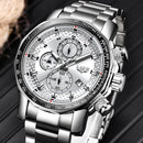 Relógio LIGE de luxo em aço inoxidável quartzo