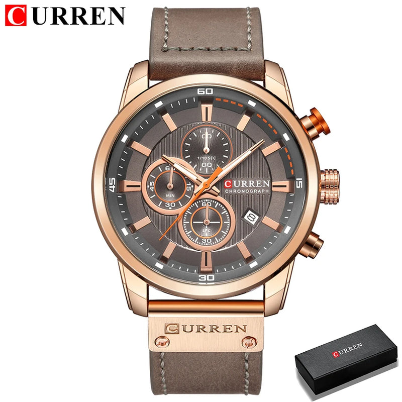 Relógio Curren pulseira couro em quartzo