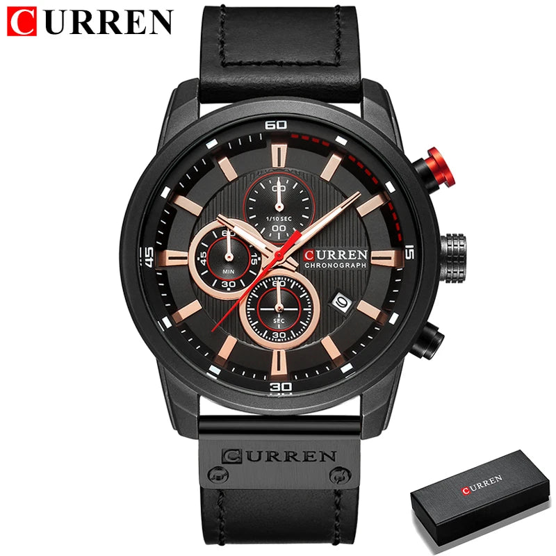 Relógio Curren pulseira couro em quartzo