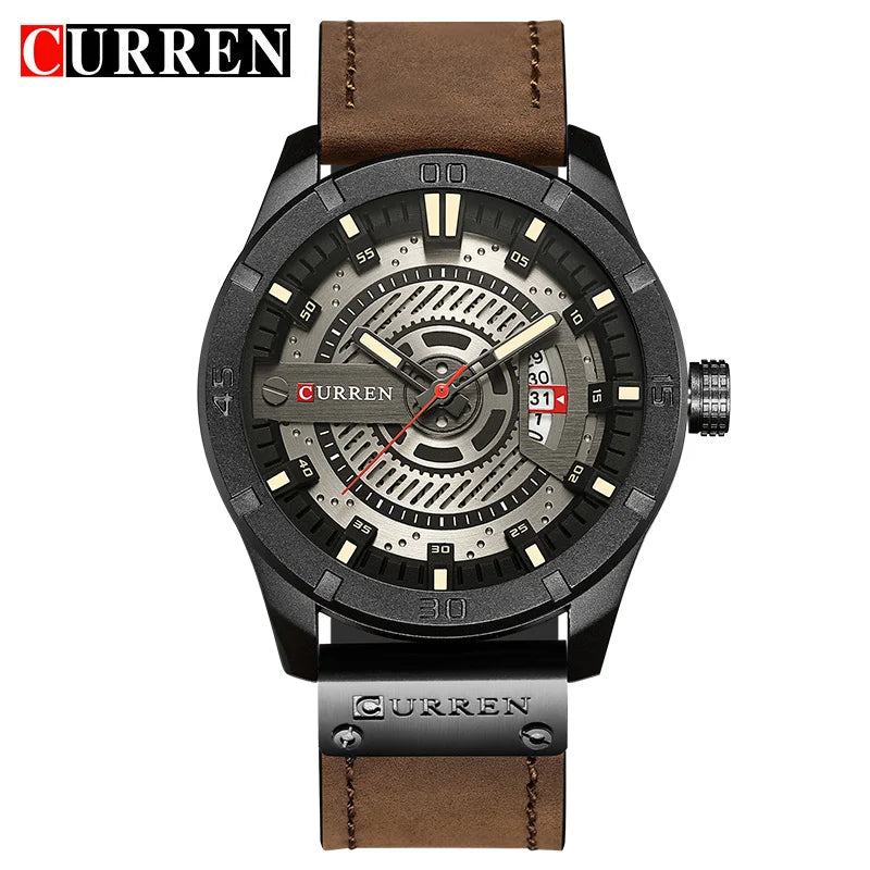 Relógio Curren marca de luxo de quartzo pulseira de couro