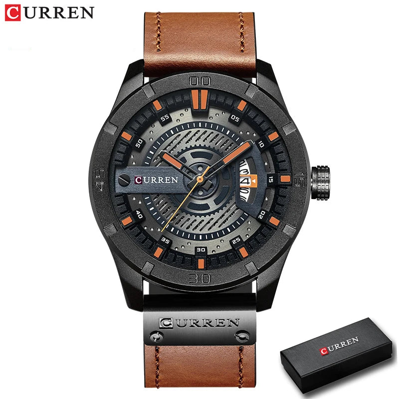 Relógio Curren marca de luxo de quartzo pulseira de couro