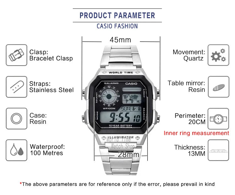 Relógio Casio luxo led  digital  à prova d água movimento quartzo