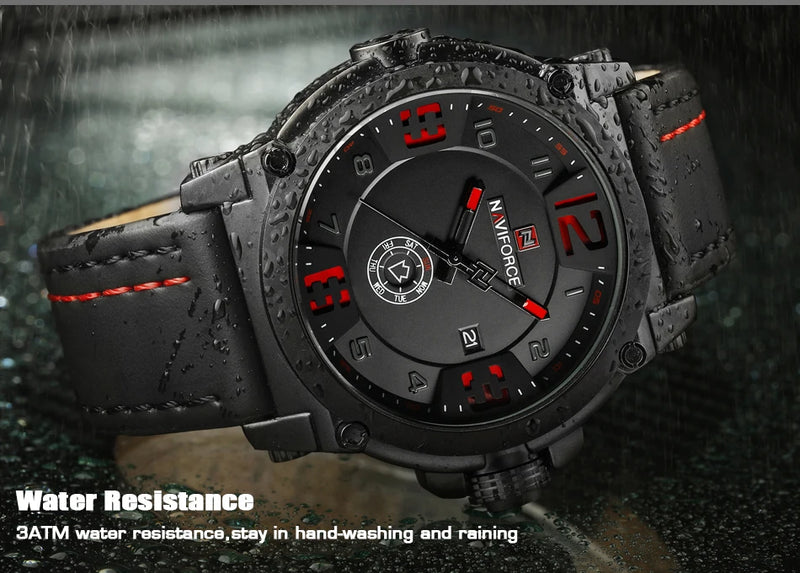 Relógio Naviforce modelo superior de luxo pulseira de couro relógio de quartzo