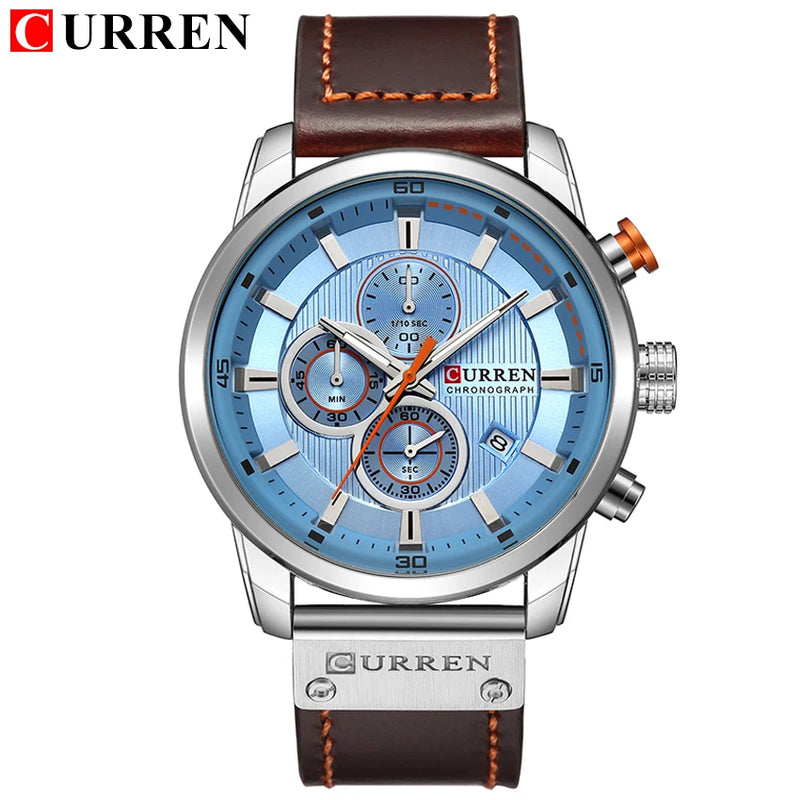 Relógio Curren pulseira couro em quartzo