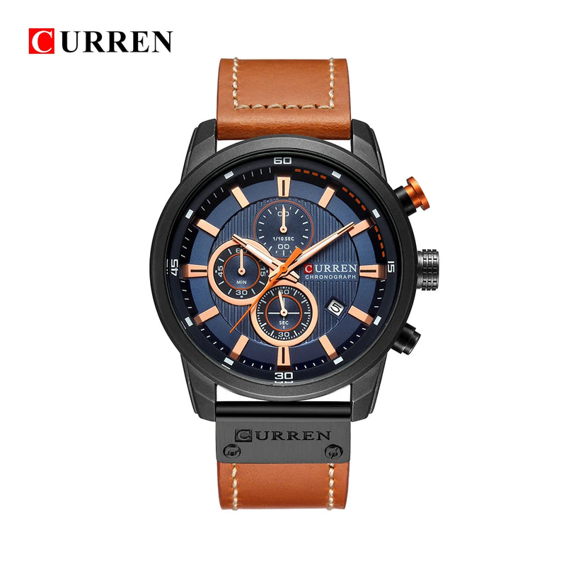 Relógio Curren pulseira couro em quartzo