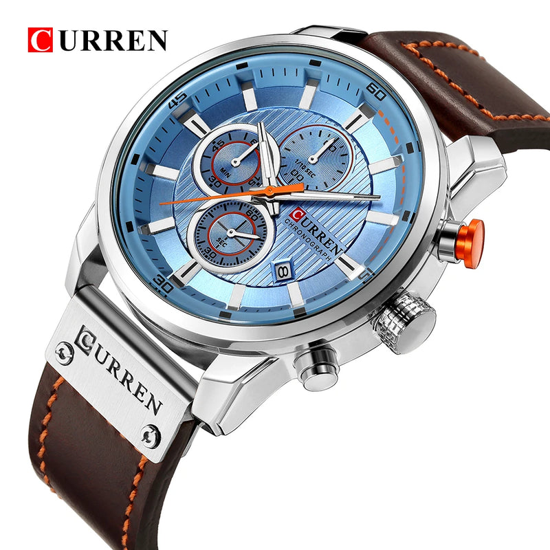 Relógio Curren pulseira couro em quartzo