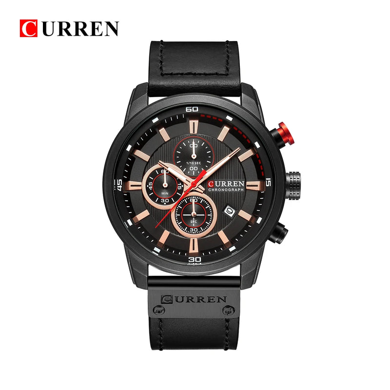 Relógio Curren pulseira couro em quartzo
