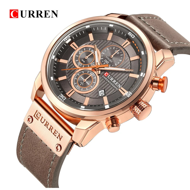 Relógio Curren pulseira couro em quartzo