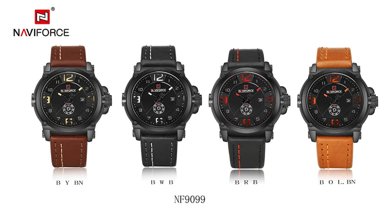 Relógio Naviforce modelo superior de luxo pulseira de couro relógio de quartzo