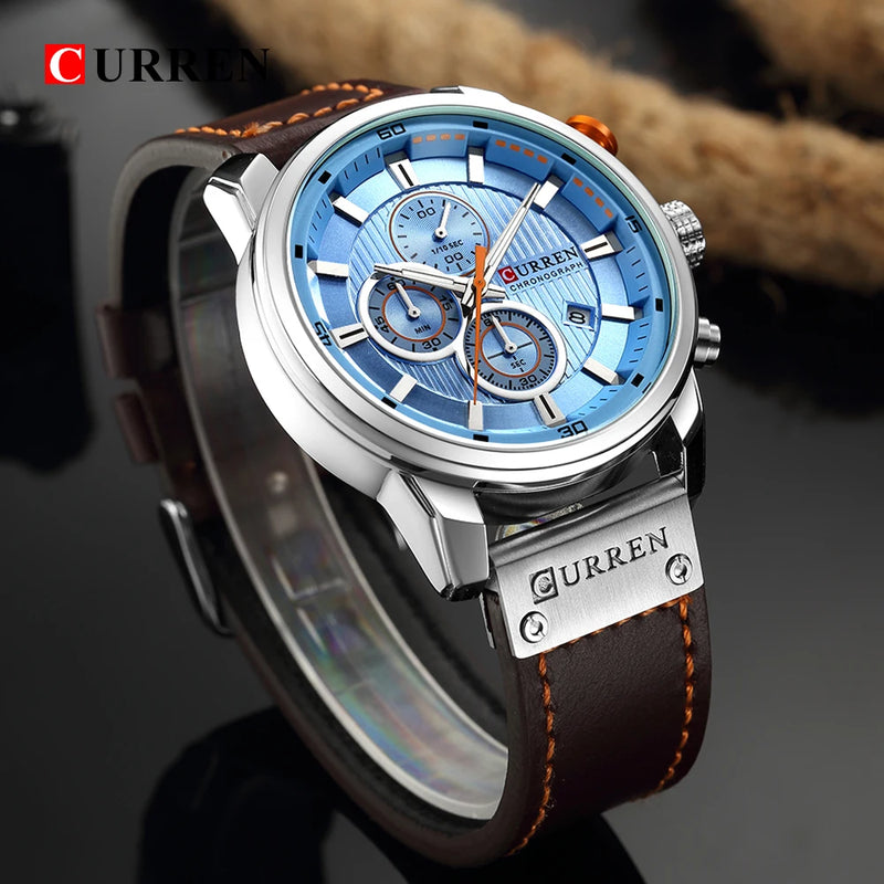 Relógio Curren pulseira couro em quartzo