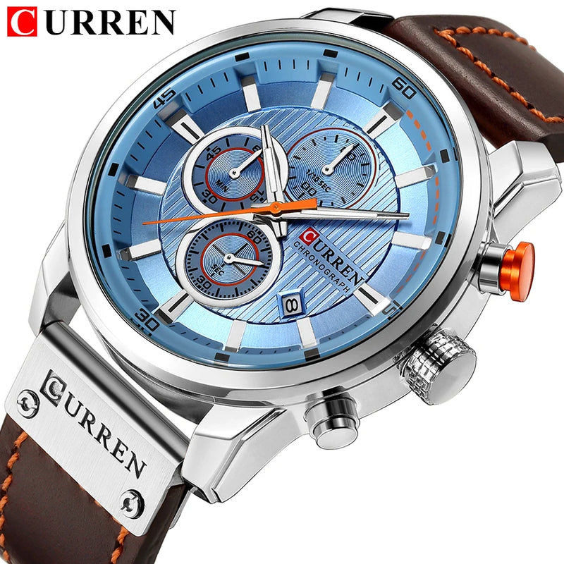Relógio Curren pulseira couro em quartzo