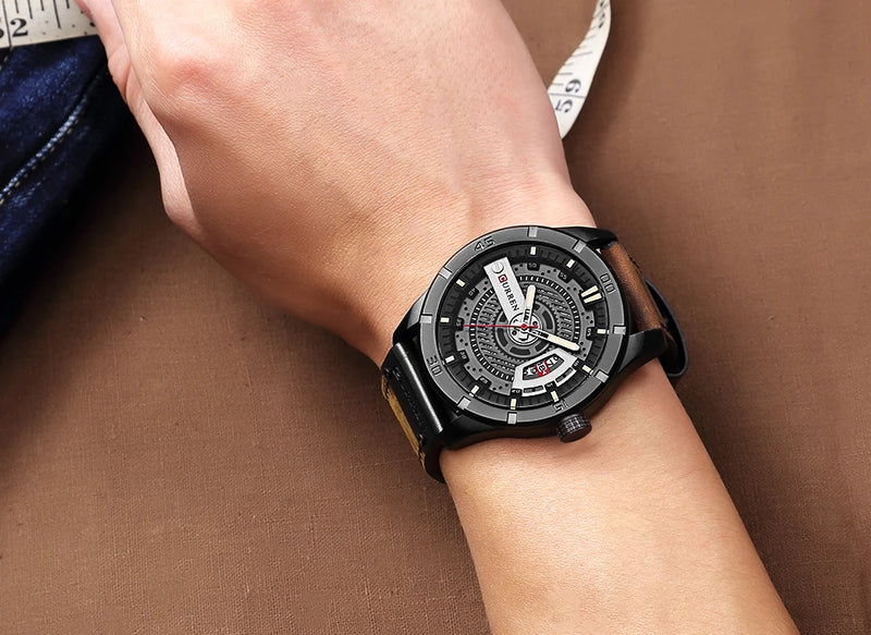 Relógio Curren marca de luxo de quartzo pulseira de couro