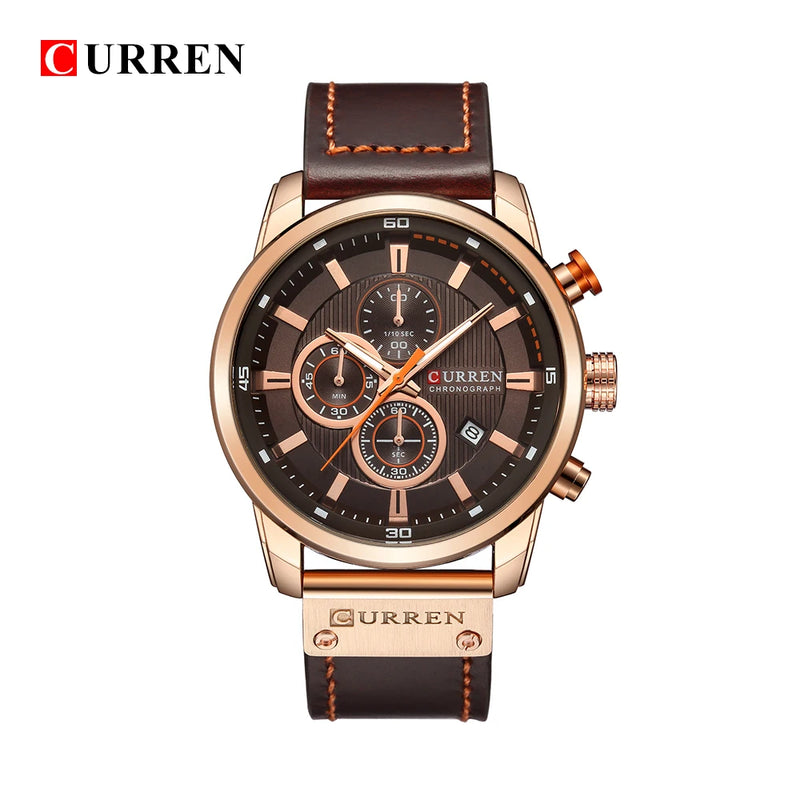 Relógio Curren pulseira couro em quartzo