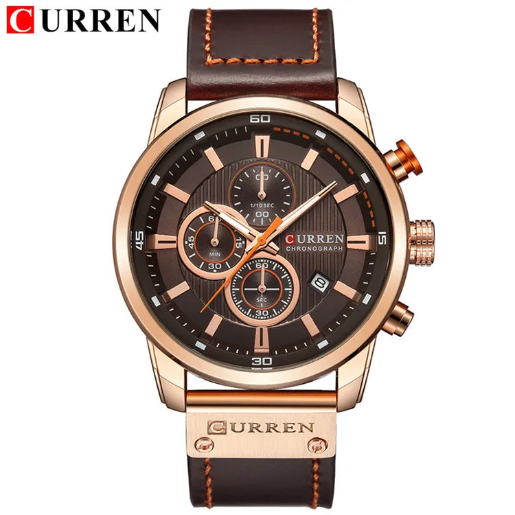 Relógio Curren pulseira couro em quartzo