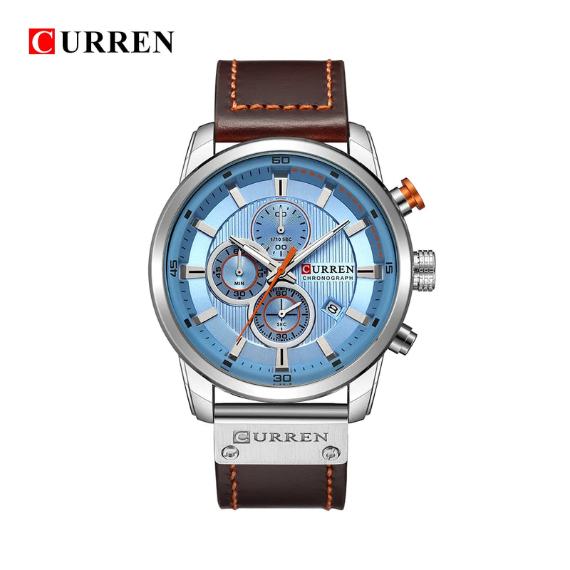 Relógio Curren pulseira couro em quartzo
