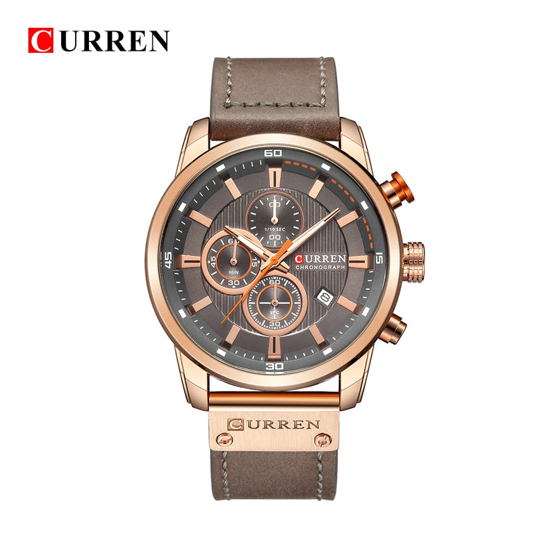 Relógio Curren pulseira couro em quartzo