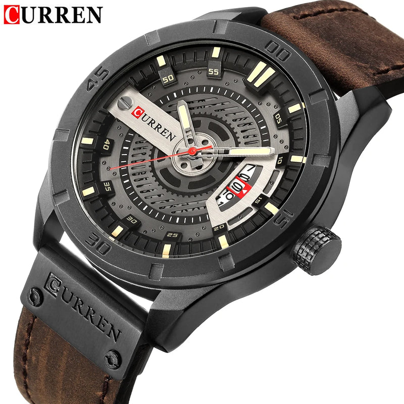 Relógio Curren marca de luxo de quartzo pulseira de couro