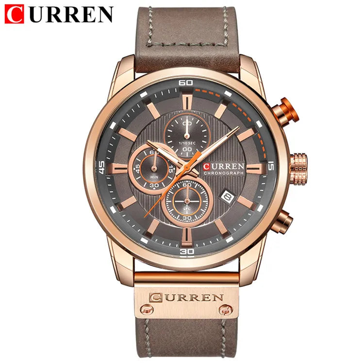 Relógio Curren pulseira couro em quartzo