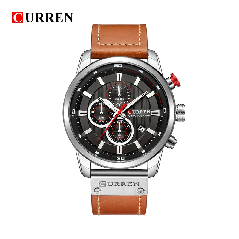 Relógio Curren pulseira couro em quartzo