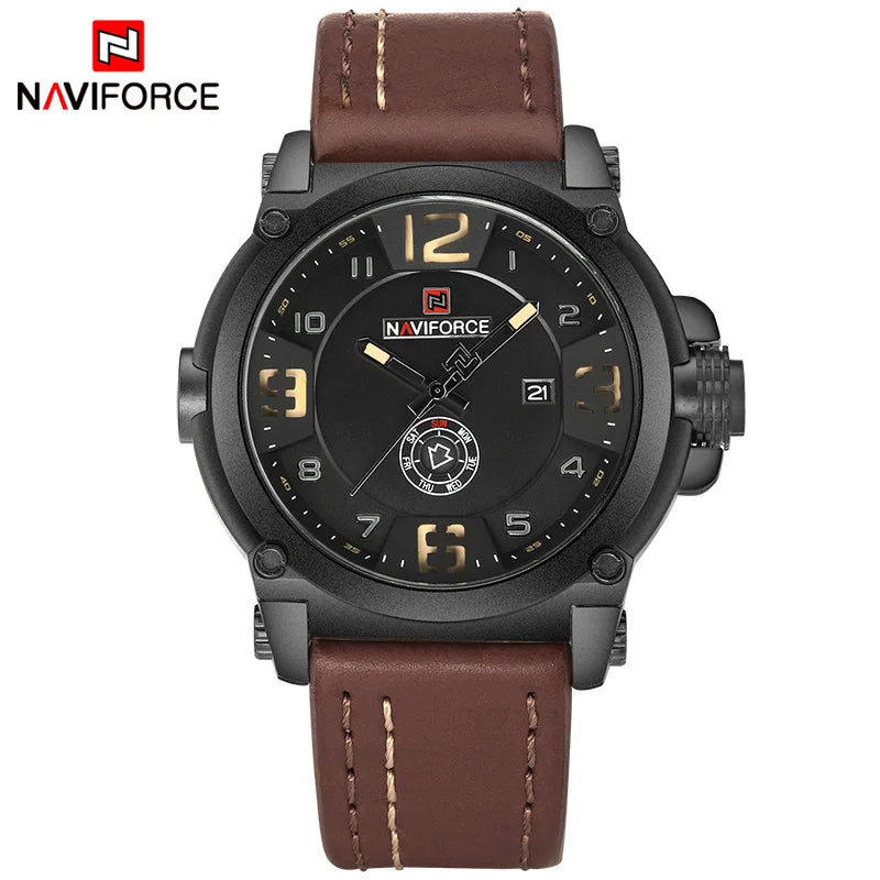 Relógio Naviforce modelo superior de luxo pulseira de couro relógio de quartzo