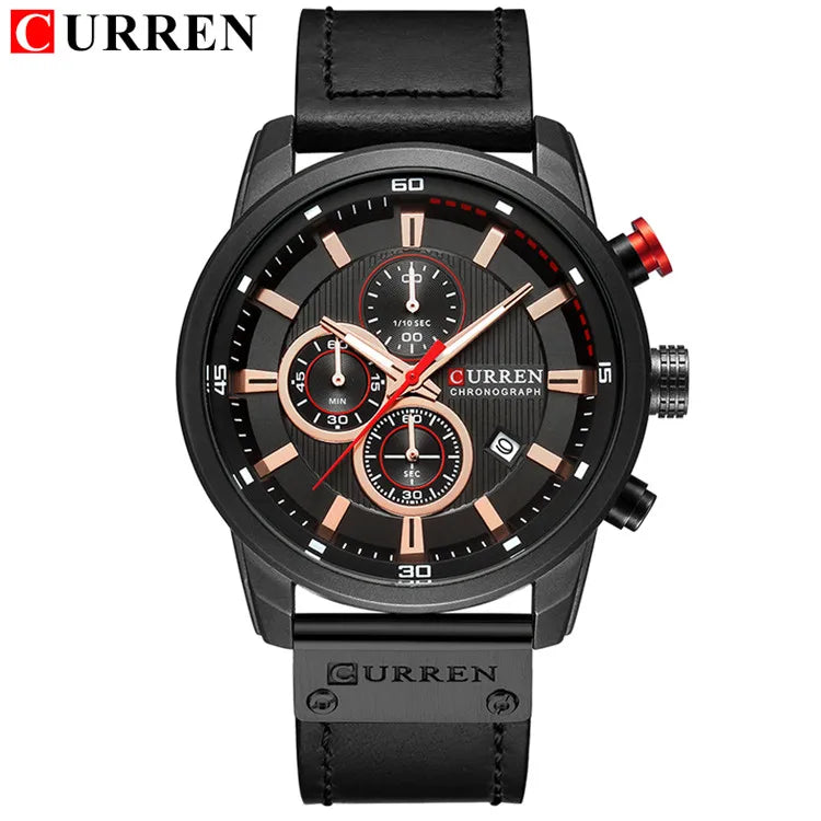 Relógio Curren pulseira couro em quartzo