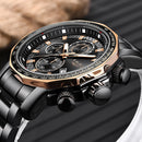 Relógio LIGE de luxo em aço inoxidável quartzo