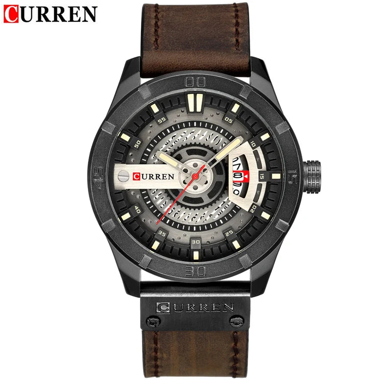 Relógio Curren marca de luxo de quartzo pulseira de couro