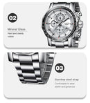 Relógio LIGE de luxo em aço inoxidável quartzo