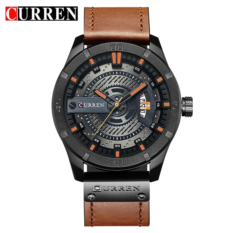 Relógio Curren marca de luxo de quartzo pulseira de couro