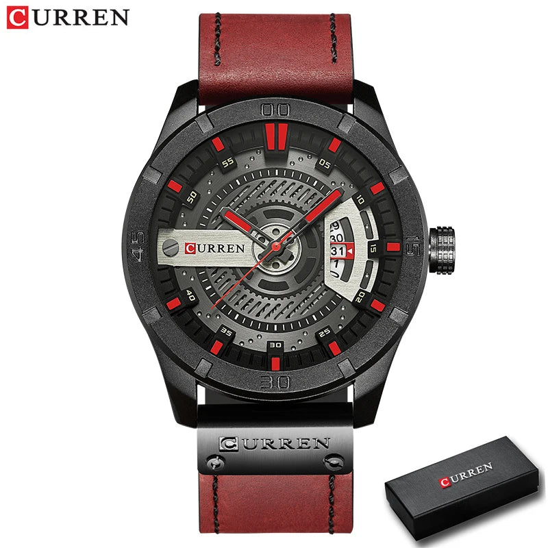 Relógio Curren marca de luxo de quartzo pulseira de couro