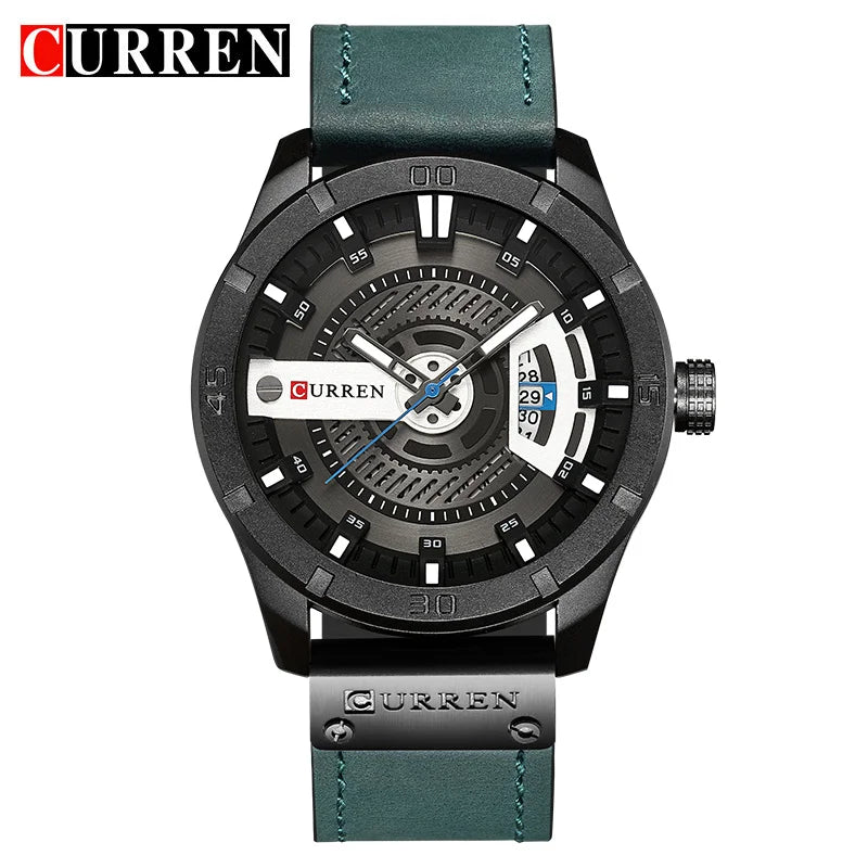 Relógio Curren marca de luxo de quartzo pulseira de couro