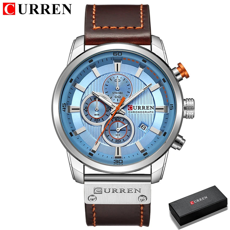 Relógio Curren pulseira couro em quartzo