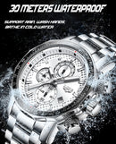 Relógio LIGE de luxo em aço inoxidável quartzo