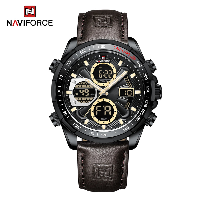 Relógios NAVIFORCE  Pulseira de Couro Verde À Prova D 'Água função Data do dia Display