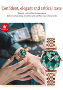 OLEVS Relógio Feminino Marca de Luxo, Elegante em Ouro Rosa