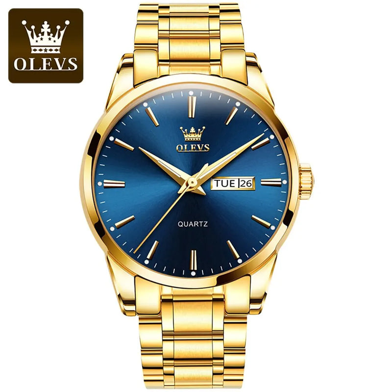 Relógio OLEVS Classic Gold  Luxo de Alta Qualidade  À Prova D'Água em Aço Inoxidável de Quartzo