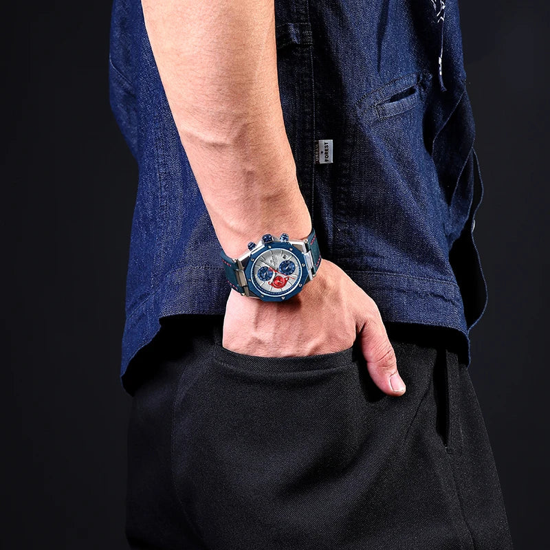 Relógios NAVIFORCE de luxo com pulseira de couro