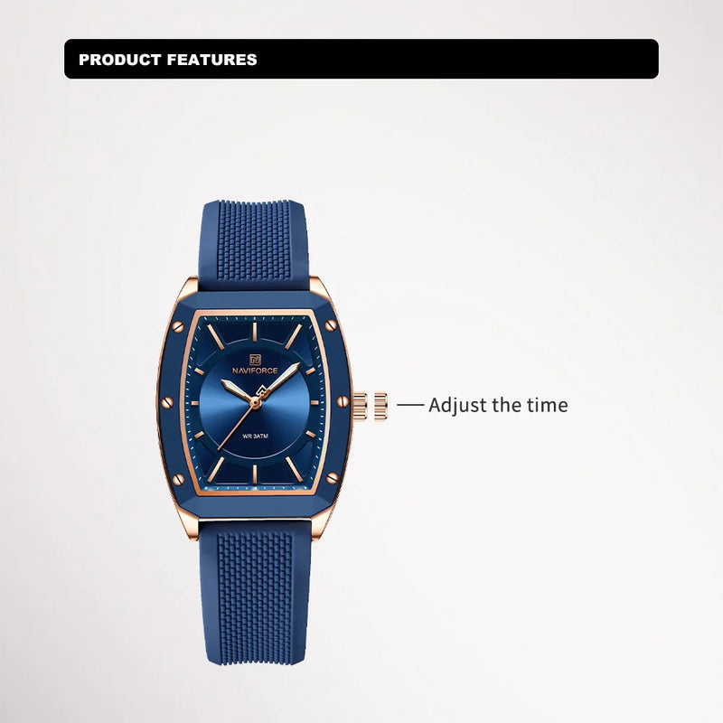 Naviforce relógio de quartzo  modelo de luxo digital feminino pulseira de silicone