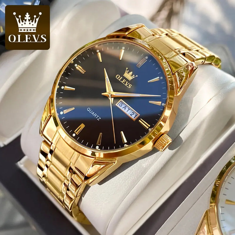 Relógio OLEVS Classic Gold  Luxo de Alta Qualidade  À Prova D'Água em Aço Inoxidável de Quartzo