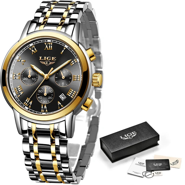 Relógio Lige Feminino pulseira de aço à prova d água